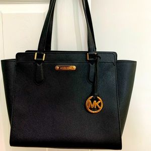 Michael Kors Black Leather Tote Bag